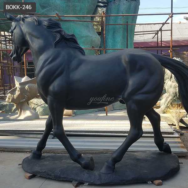 Life size bronze standing horse art hot cast black vintage bronze horse statue