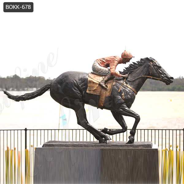 Famous Antique Bronze Life Size Racing Horse Black Caviar Statue for Sale BOKK-678