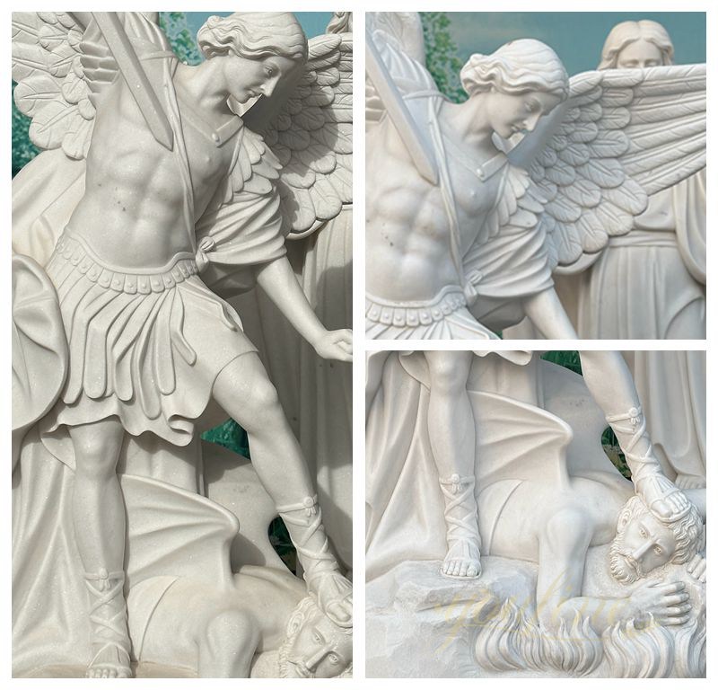 Hand Carved Marble St Michael the Archangel Outdoor Statue