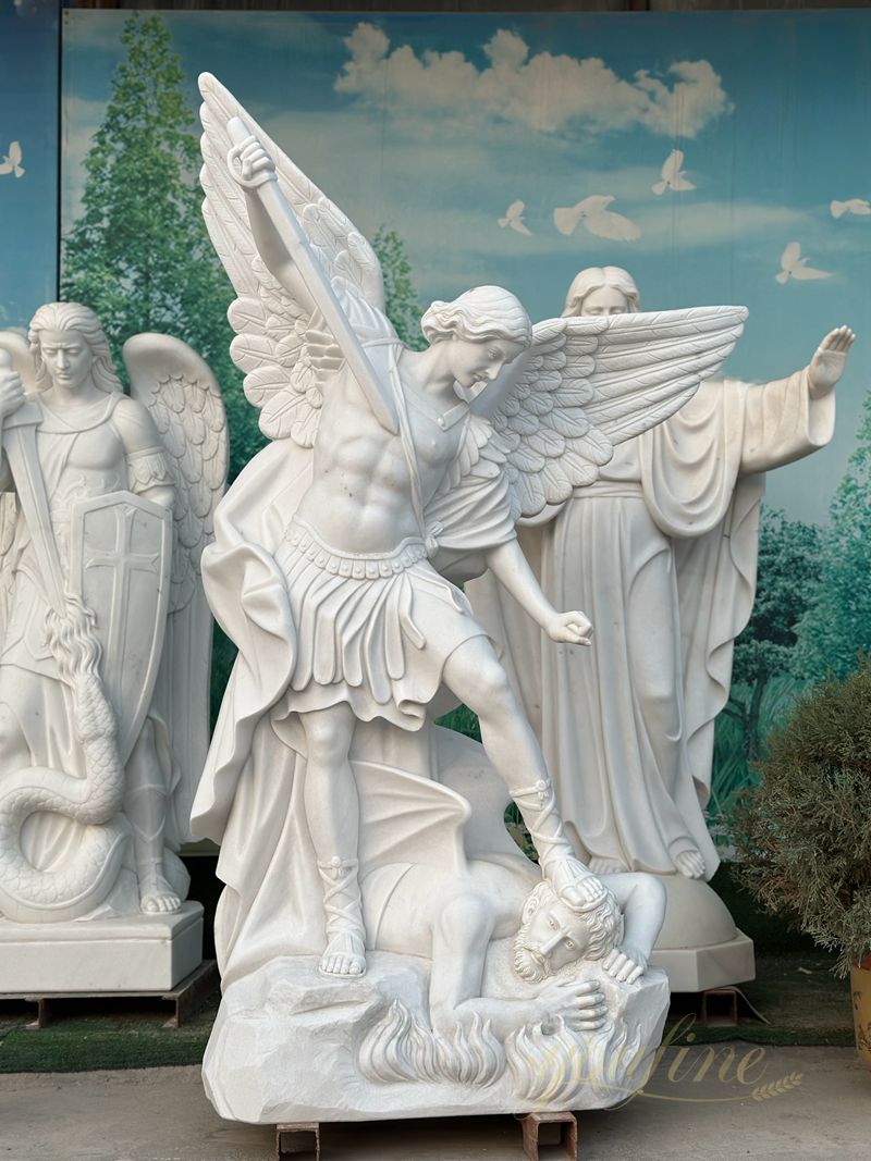Hand Carved Marble St Michael the Archangel Outdoor Statue CHS739