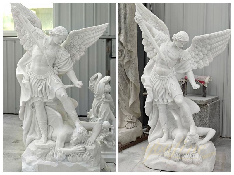Hand Carved Marble St Michael the Archangel Outdoor Statue CHS739