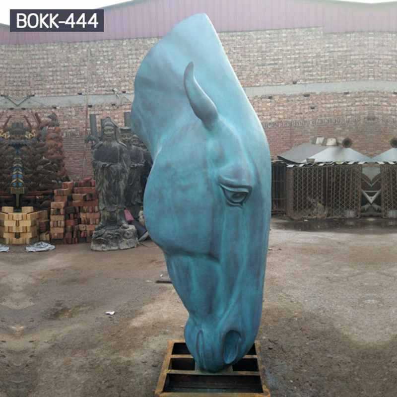Large Antique Bronze Horse Head Sculpture