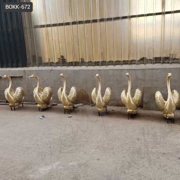 Life Size Lawn Brass Geese Garden Ornaments Bronze Outdoor Statue For Home Decor on Stock for Sale BOKK-672