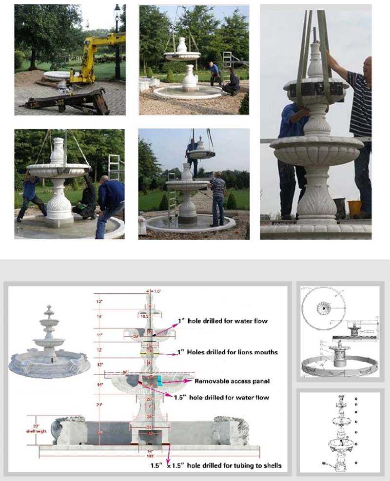 MOKK-126process of Antique Water Marble Fountain