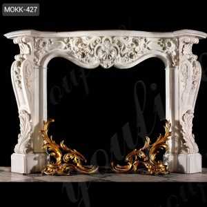 Marble French Fireplace Mantels with Floral Design for Home Decor for Sale MOKK-427