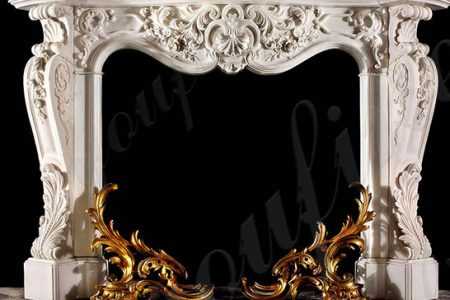French Marble Fireplace Mantel with Floral Design for Home Decor for Sale MOKK-427