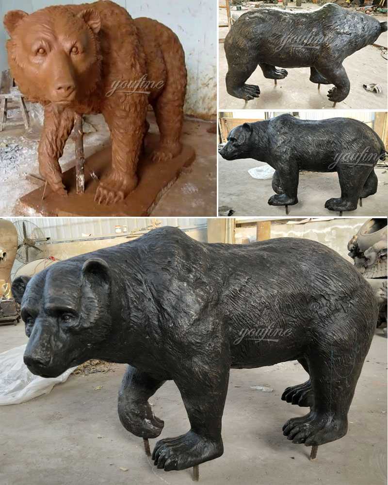 Outdoor brass animal statue life size bronze bear statue for sale for garden decor