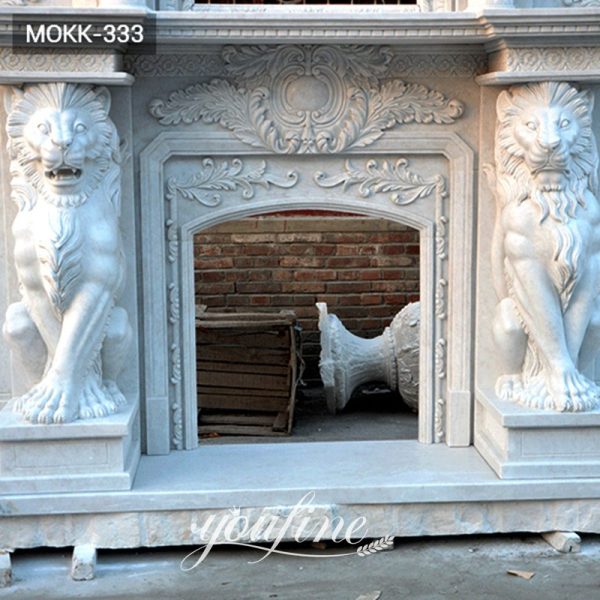 White Overmantel Hand Carved Marble Fireplace