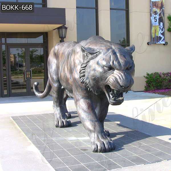 Life Size Metal Tiger Statue Custom Outdoor Bronze Mascot Sculpture for Sale BOKK-668