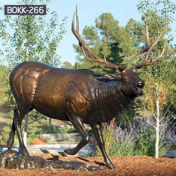 Large Outdoor Bronze Elk Statue Garden Brass Deer Sculpture for Sale