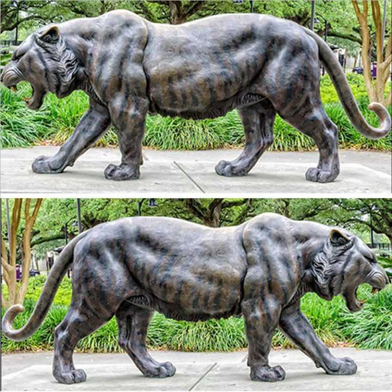 Life Size Metal Tiger Statue Custom Outdoor Bronze Mascot Sculpture for