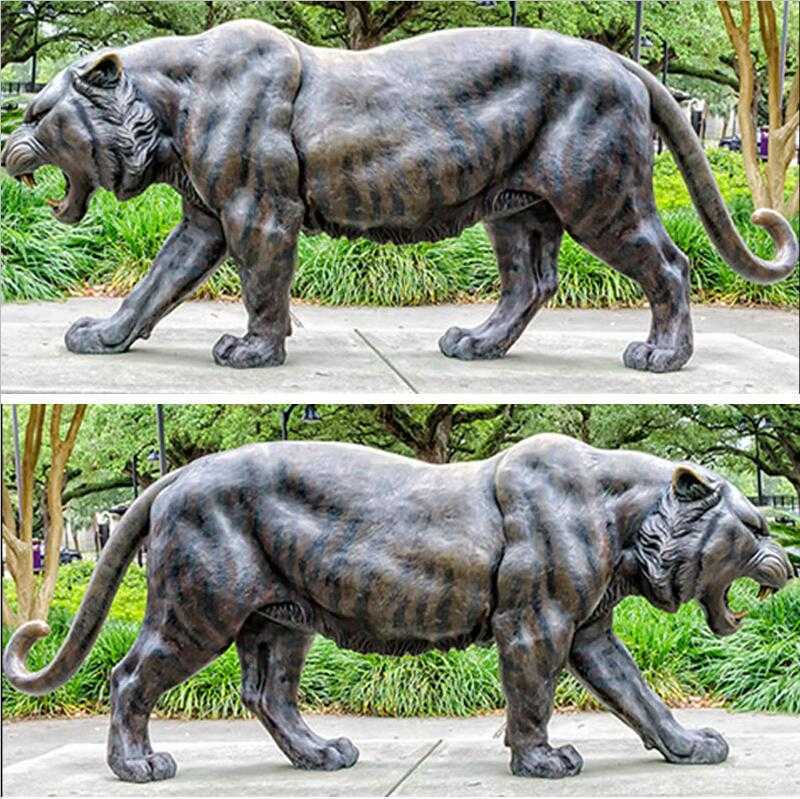 life size metal tiger statues outdoor bronze mascot sculpture for sale