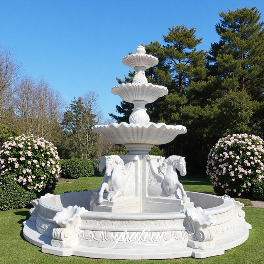 marble horse water fountain