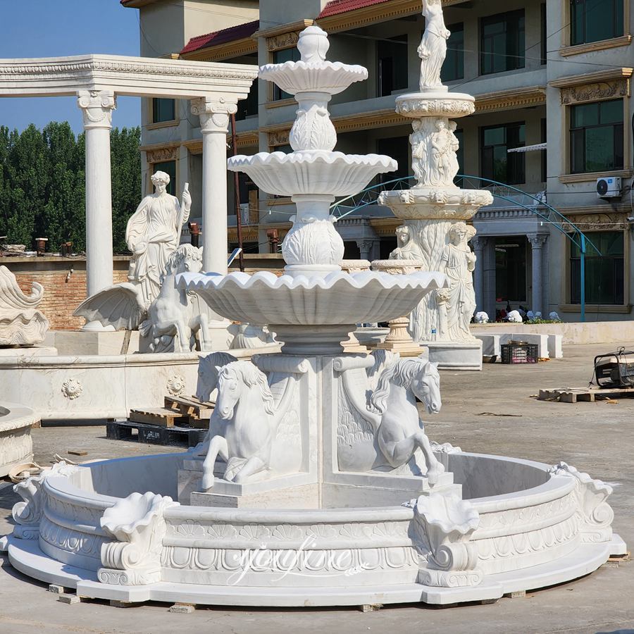 marble outdoor horse water fountain