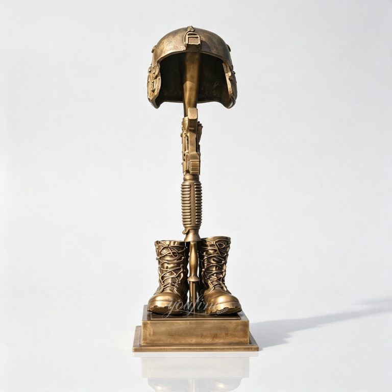 Bronze Memorial Fallen Soldier Boots Gun Helmet BOKK-694