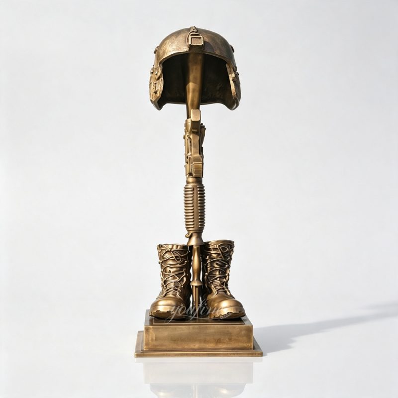 Bronze Memorial Fallen Soldier Boots Gun Helmet BOKK-694