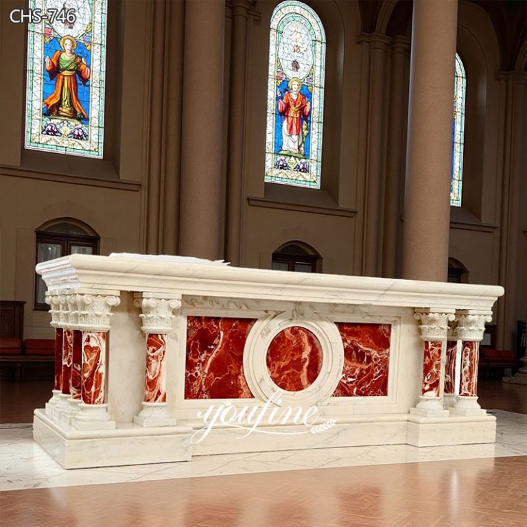 Church Traditional Catholic Altar with Red Columns