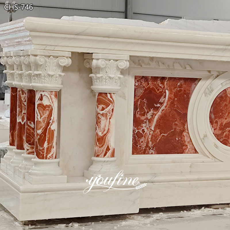 Traditional Catholic Altar with Red Columns details