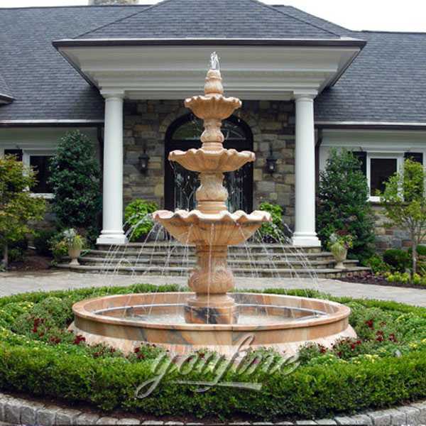 Marble Outdoor 3 Tiered Waterfall Garden Fountain for Front Yard MOKK-125