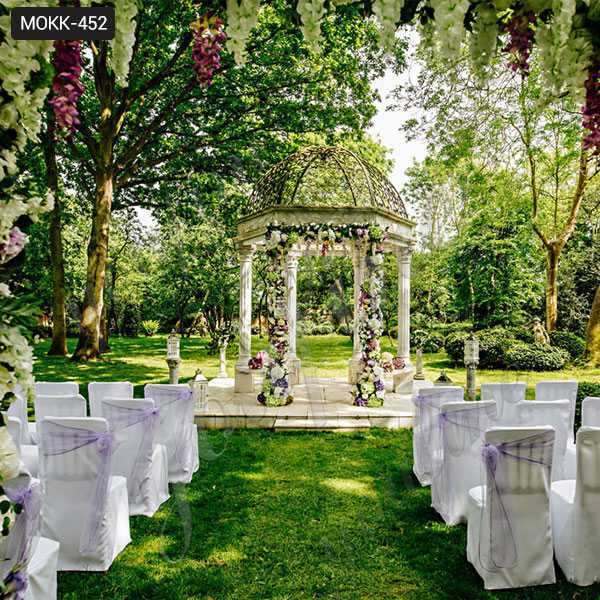 Hand Carved White Marble Gazebo for Wedding Ceremony for Sale MOKK-452