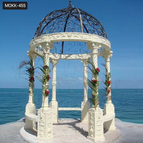 Large Cheap White Marble Outdoor Gazebo for Wedding Ceremony for Sale MOKK-455