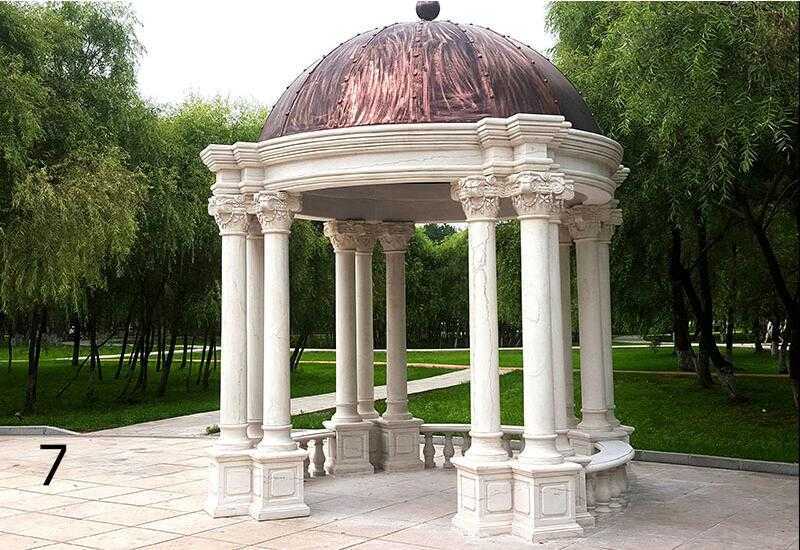 The Installation of white marble gazebos