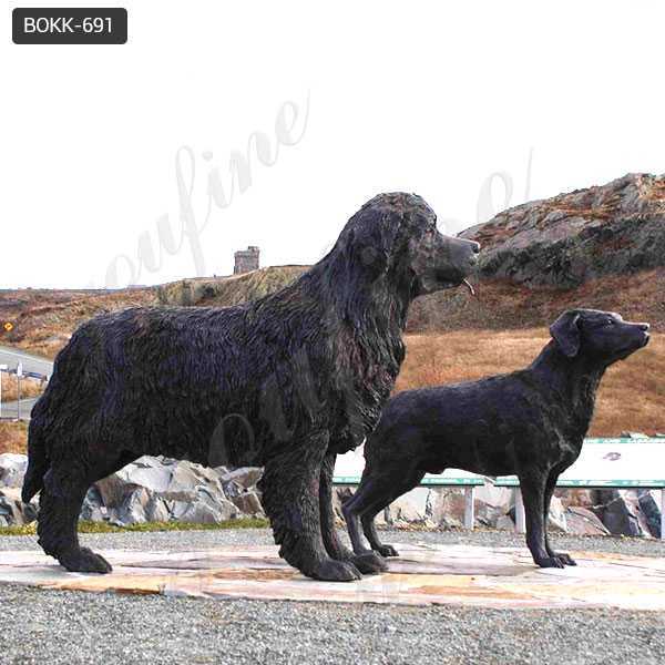 bronze newfoundland dog garden statue