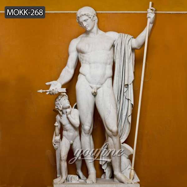 life size marble Mars and Cupid sculpture
