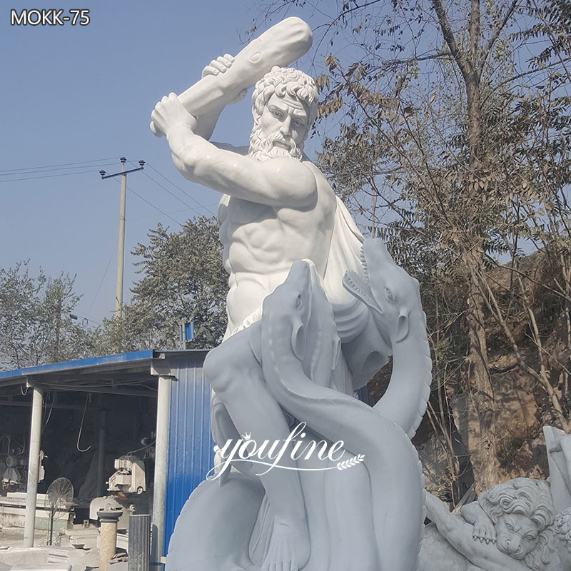 Greek marble hercules fighting hydra statue