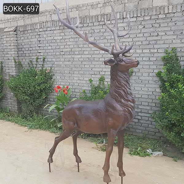 Life Size Antique Bronze Stag Garden Statue For Farm Decor for Sale BOKK-697