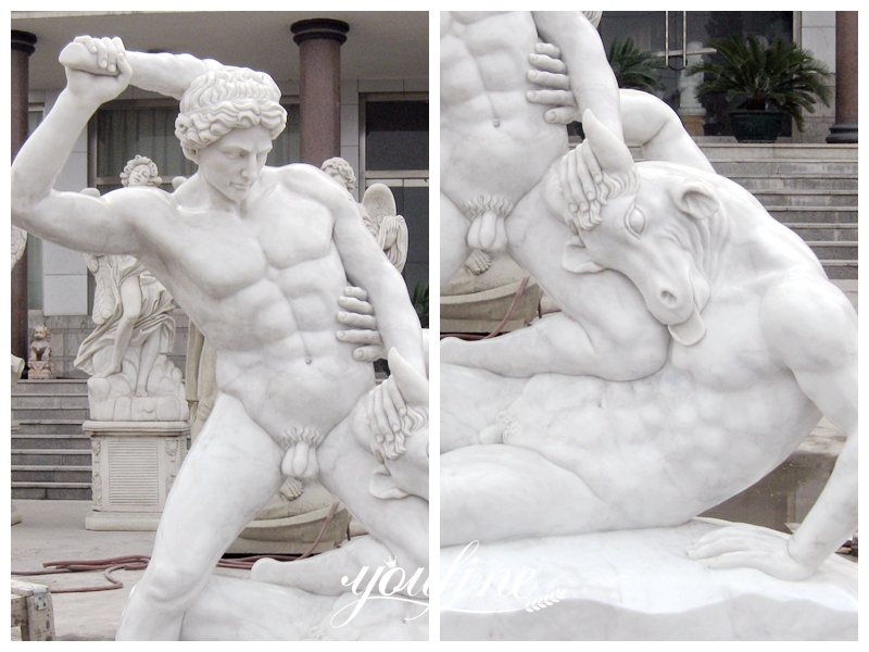 hercules and cretan bull statue details
