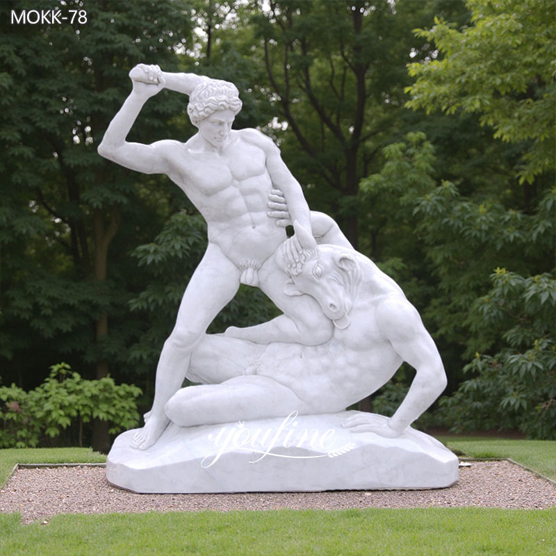 Large Marble Hercules Cretan Bull Statue for Sale MOKK-78