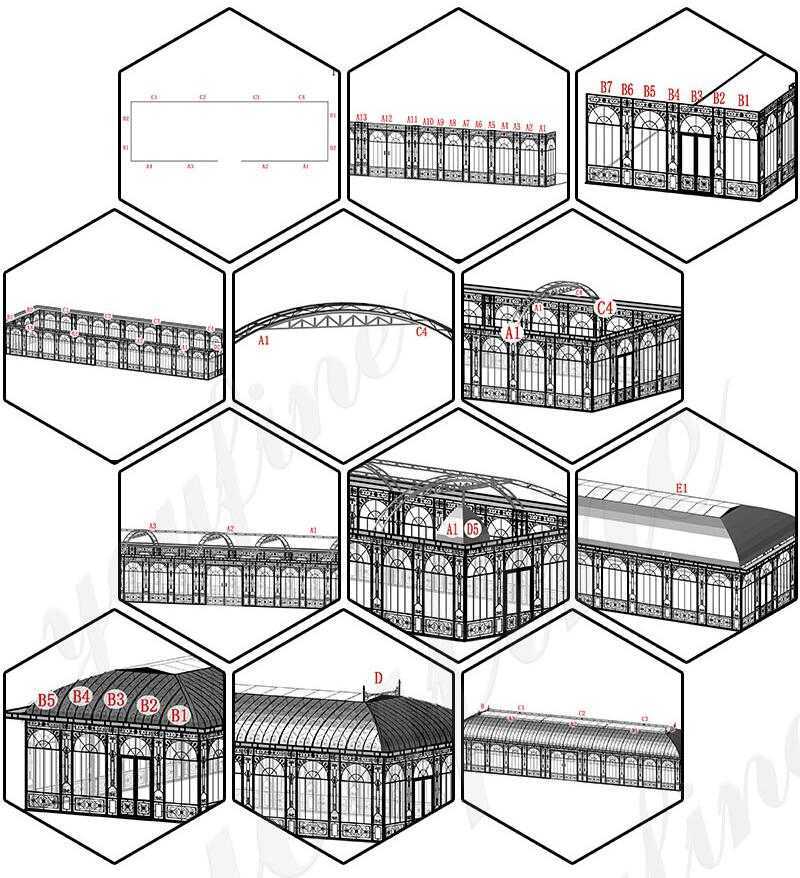 The Professional installation Drawings of greenhouse and conservatory