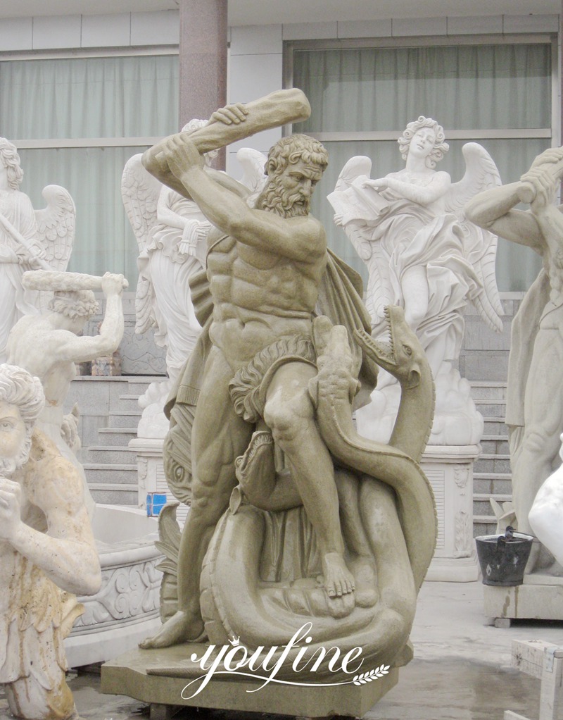 beige marble hercules statue