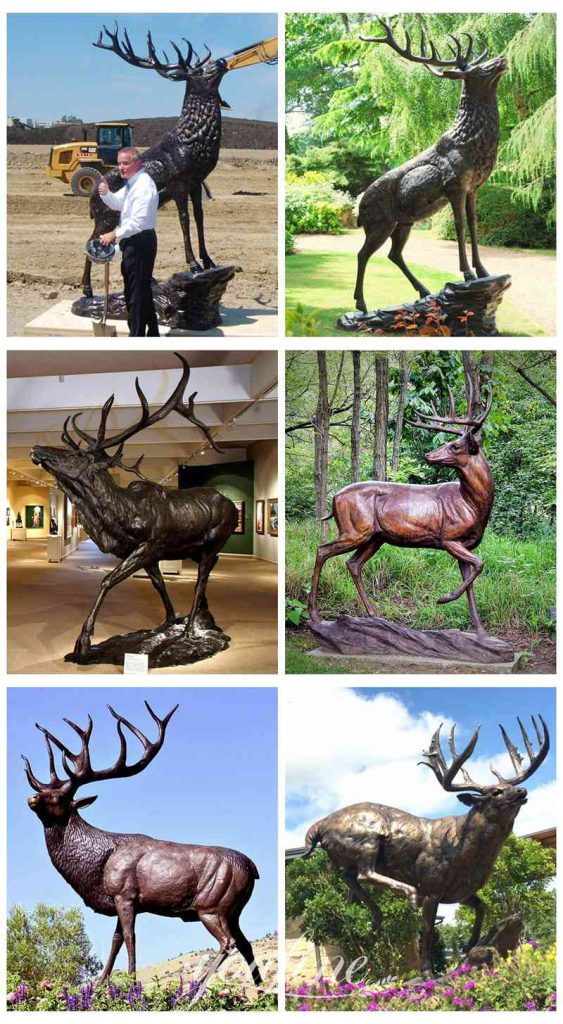 Large Bronze Elk Statue Outdoor Garden Wildlife Art BOKK698 YouFine