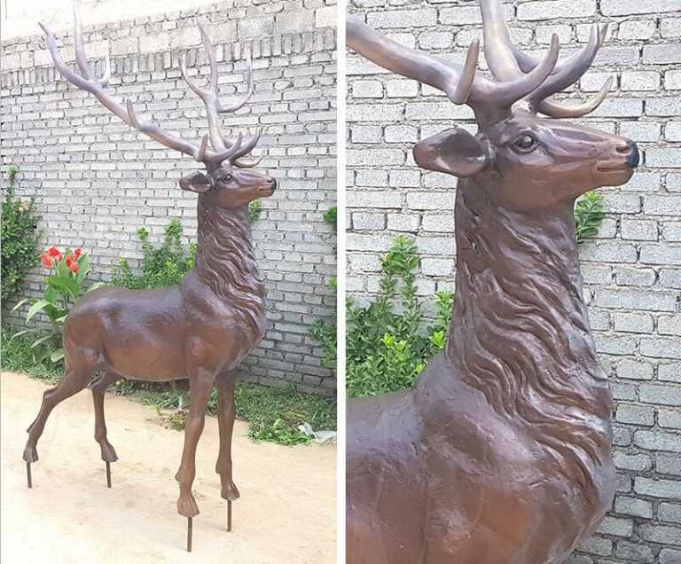 Life Size Antique Bronze Stag Garden Statue For Farm Decor for Sale