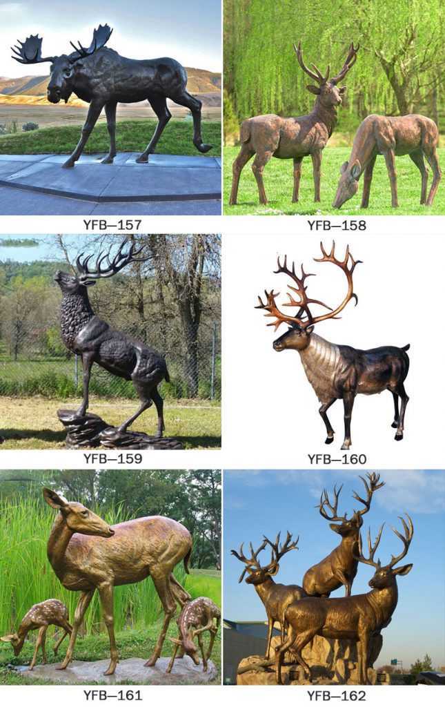 Large Bronze Elk Statue Outdoor Garden Wildlife Sculpture Design for