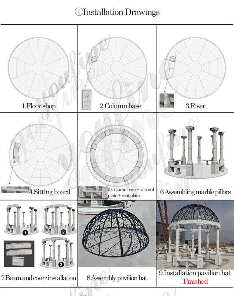 White Marble Outdoor Gazebo for Wedding Ceremony install
