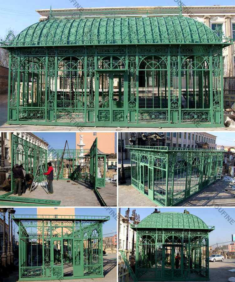 large outdoor metal wrought iron wedding gazebo