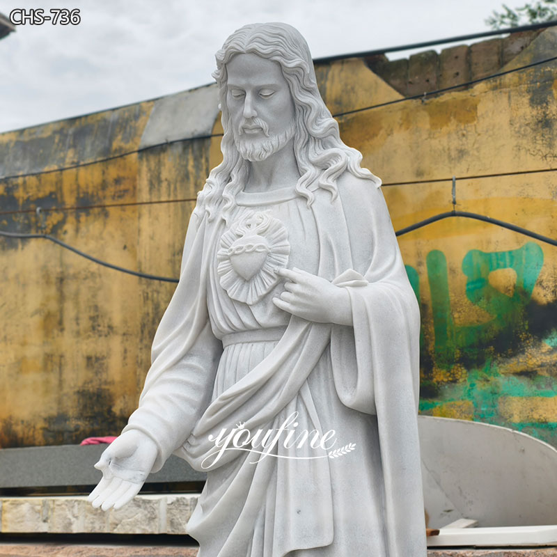 6 Feet marble Sacred Heart of Jesus Christ Statue with Cloud Base