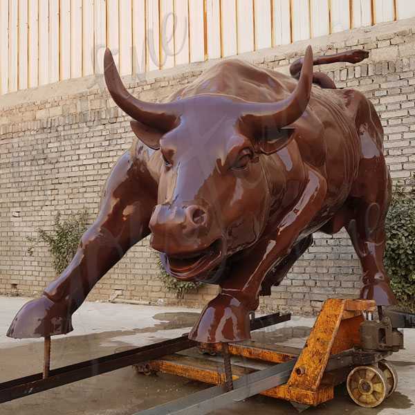 Outdoor Wall Street Large Antique Bronze Bull Sculpture for Sale BOKK-529