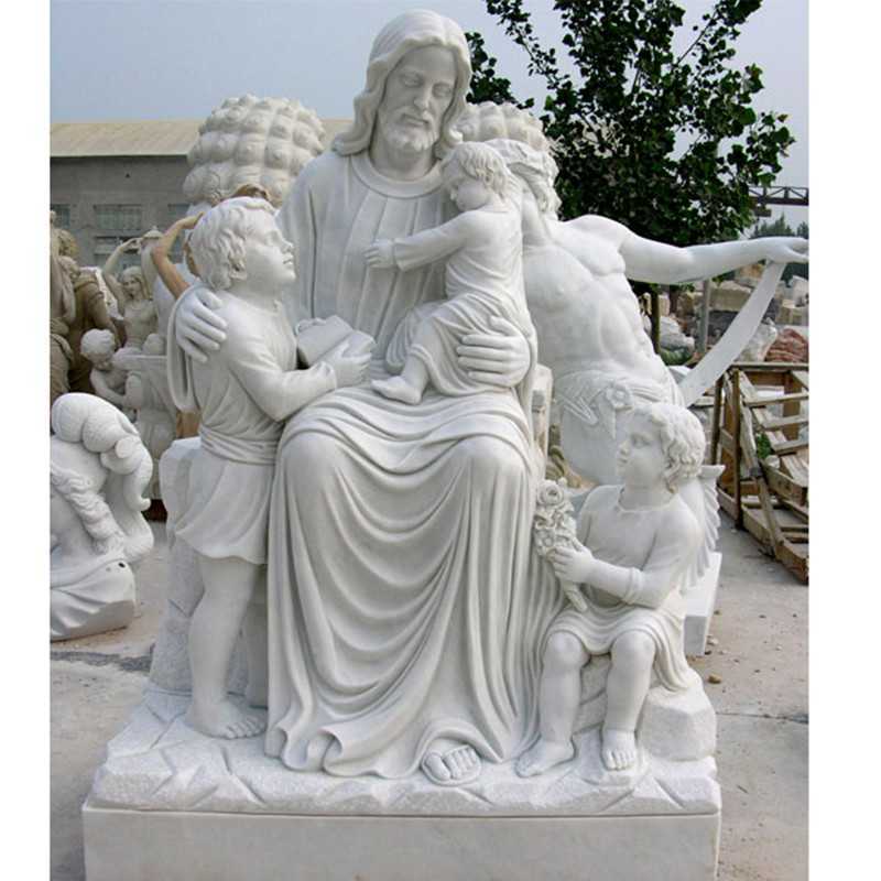 Life Size Famous Catholic Church Saint Christ Jesus with Child White Marble Outdoor Statue