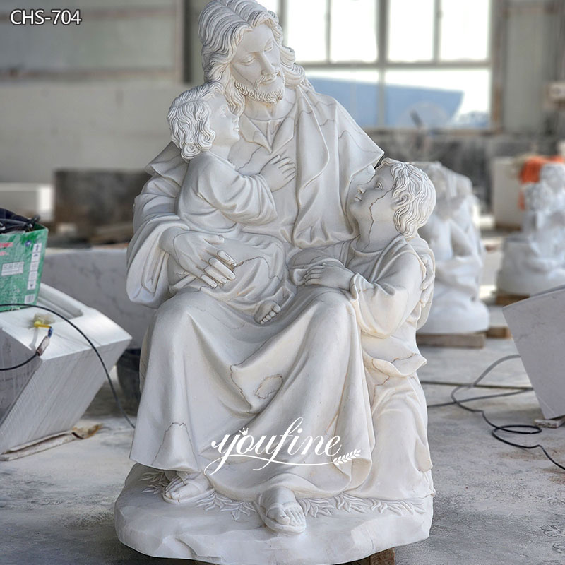 Life Size Jesus with Children marble Statue for Church