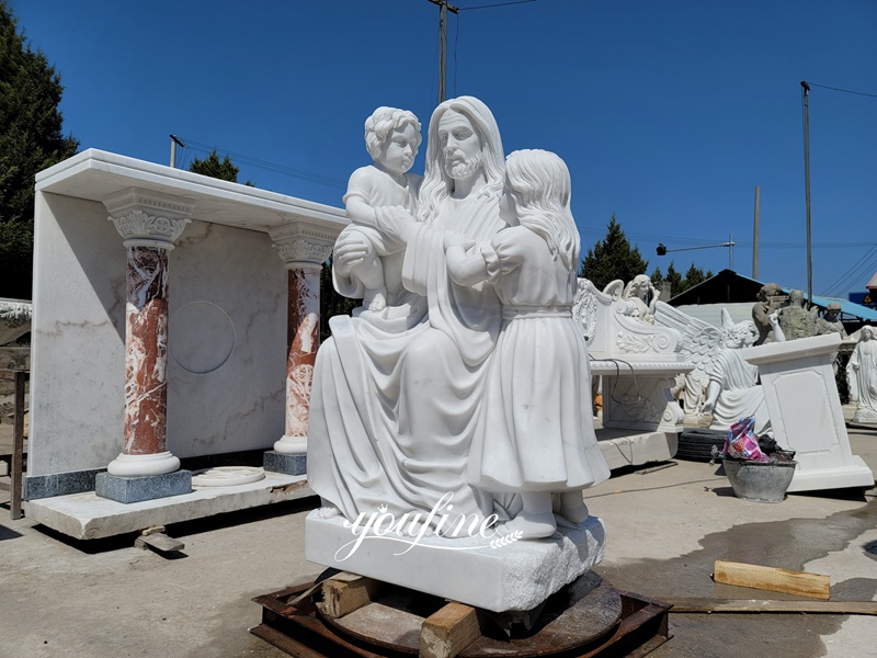 Life Size marble Jesus with Children Statue for Church