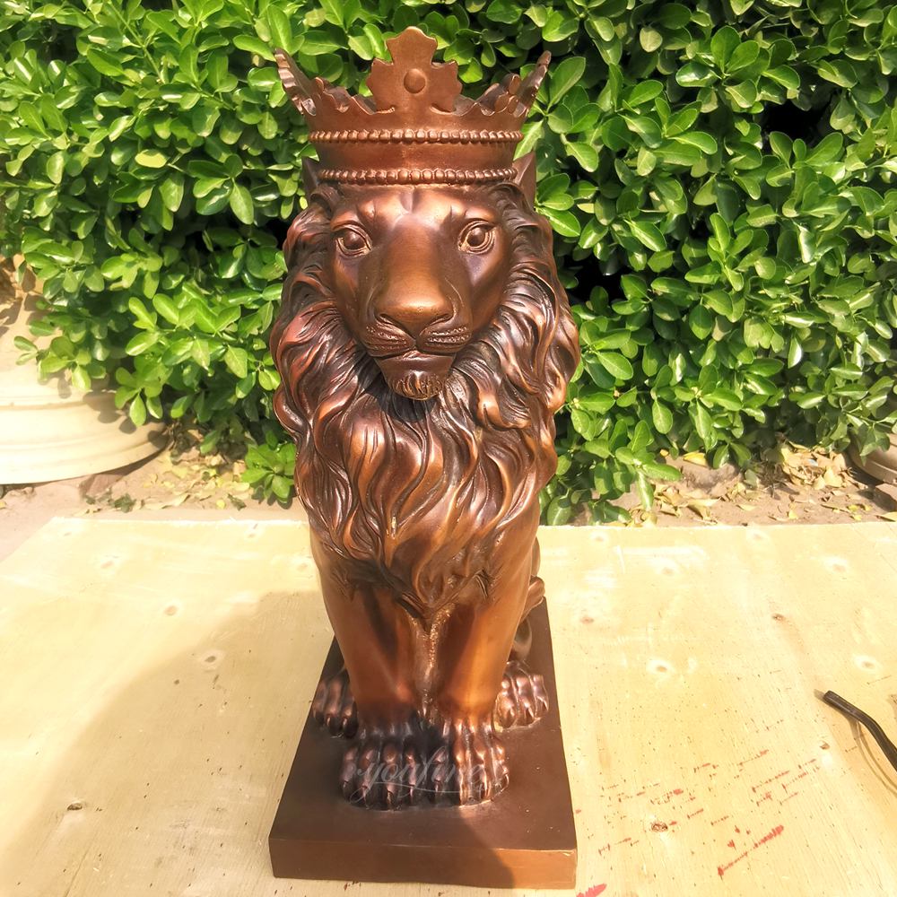 Life-size Seated Crowned Lion Statue