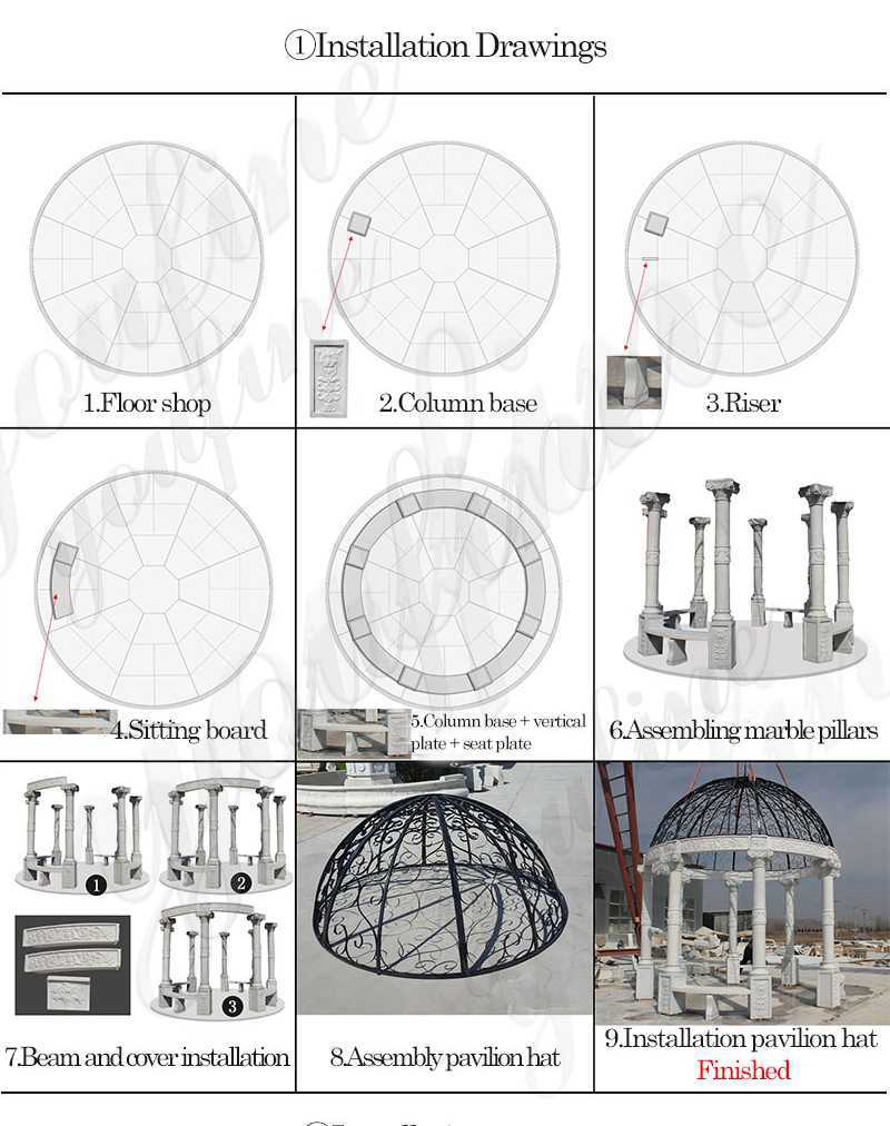 Outdoor Garden Ornament Marble Stone Gazebo