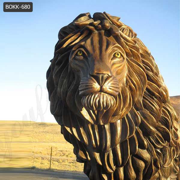 Large Outdoor Bronze Standing Lion Statue Antique Animal Sculptures for Sale–BOKK-680