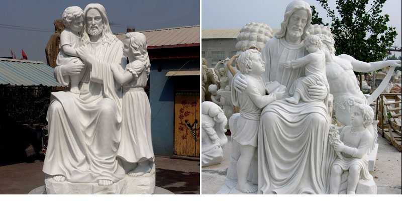 jesus with children statue