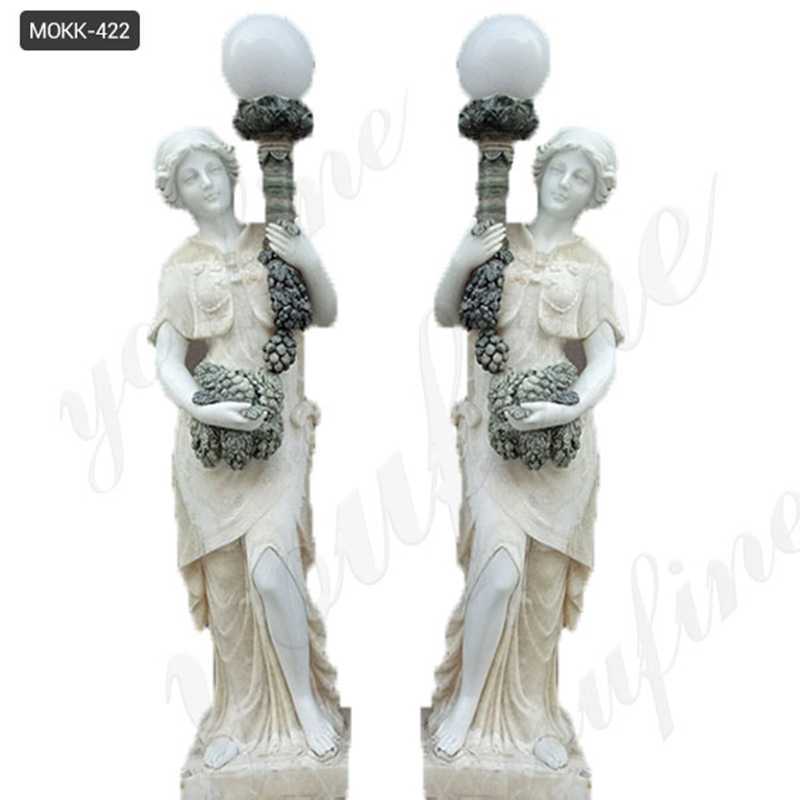 marble lady lamp statue