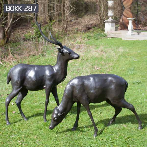 Outdoor Garden Small Elks Bronze Sculpture Deer Statues Decoration on Sale BOKK-287